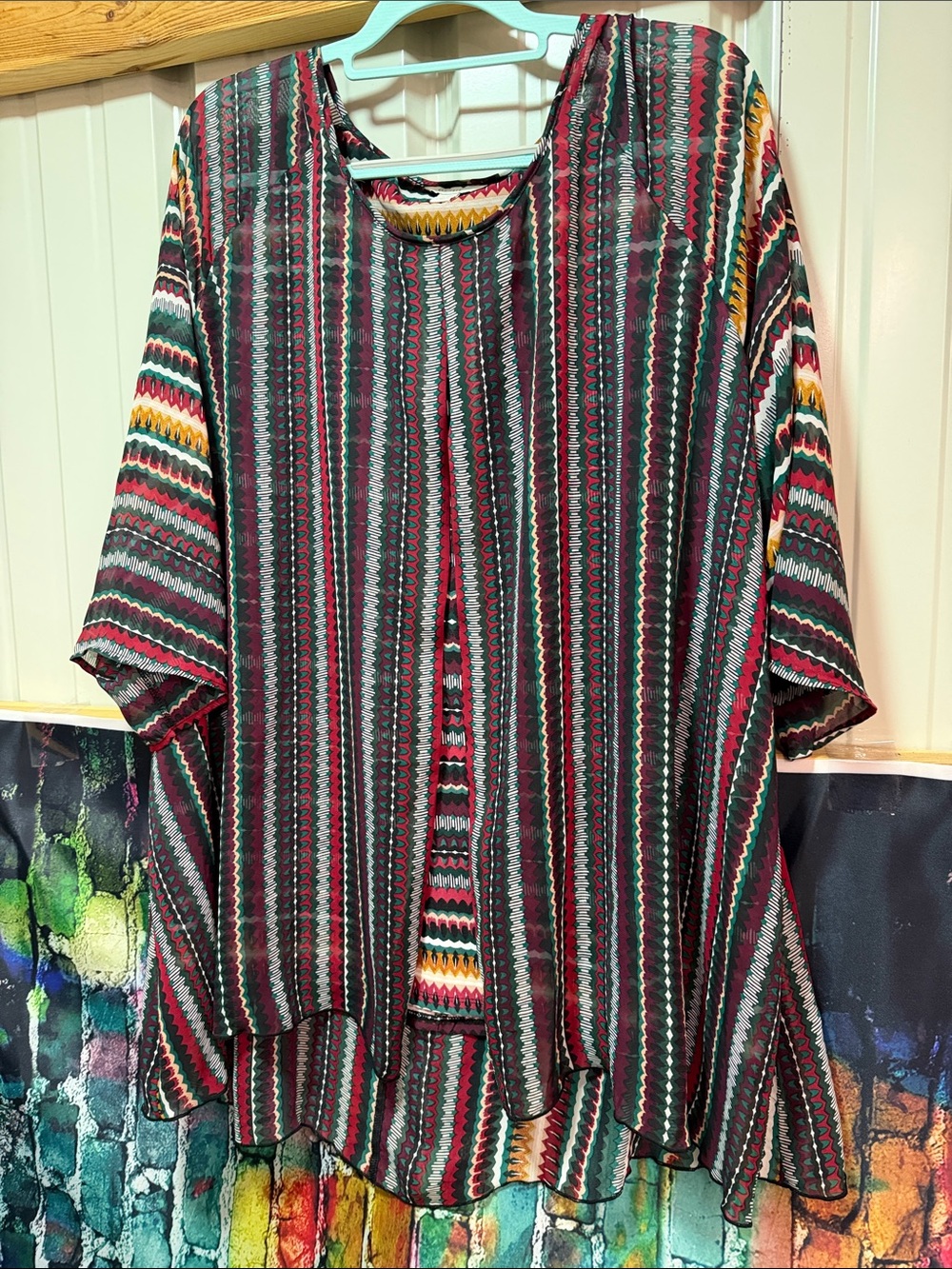 Striped Multicolor Lightweight Boho Top plus size 26/28w